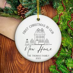 New Home Ornament, First Christmas In Our New Home 2023, New Home Gift For Wife Custom Christmas Ornament House