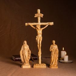 Set 4- Catholic Home Altar For Family Religious Catholic Statue Wooden Religious Gifts Father's Day Gifts New Home Gift