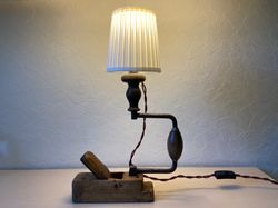 Lamp made from an old planer and drill