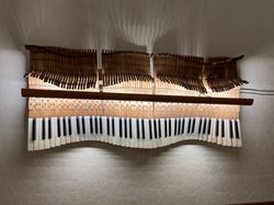 Ivory Grand Piano Keys Wall Decor Musical Wave made from an antique 19th century grand  piano