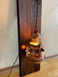 Copper teapot sconce made of antiques.