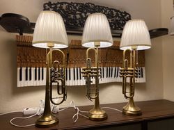 Trumpet lamp is made from old brass trumpet