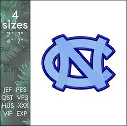 North Carolina Embroidery Design, Tar Heels university basketball logo, 4 sizes