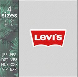 Levis Embroidery Design, jeans brand logo machine designs files, 4 sizes