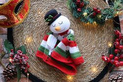 Crochet pattern Christmas snowman comforter amigurumi lovey pattern Eng PF