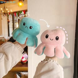 multicolored reversible octopus plush toy – cute emotional stuffed animal, perfect gift for kids & adults