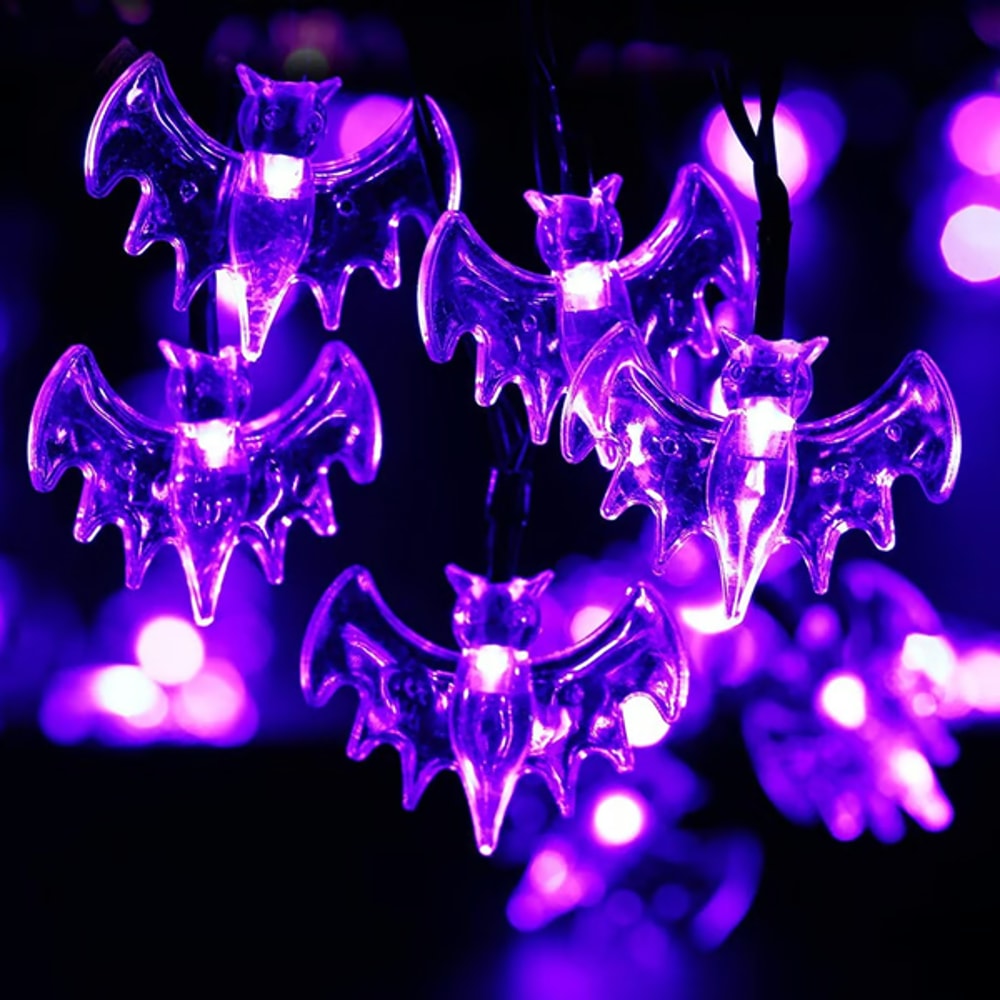 Spooky Halloween Bat String Lights purple