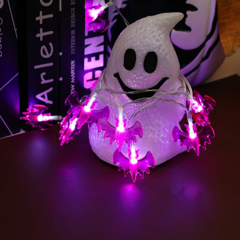 Spooky Halloween Bat String Lights purple 1