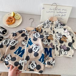 kids boy girl spring autumn outerwear, thin printed mickey jacket, fashion children casual tops, clothing coats