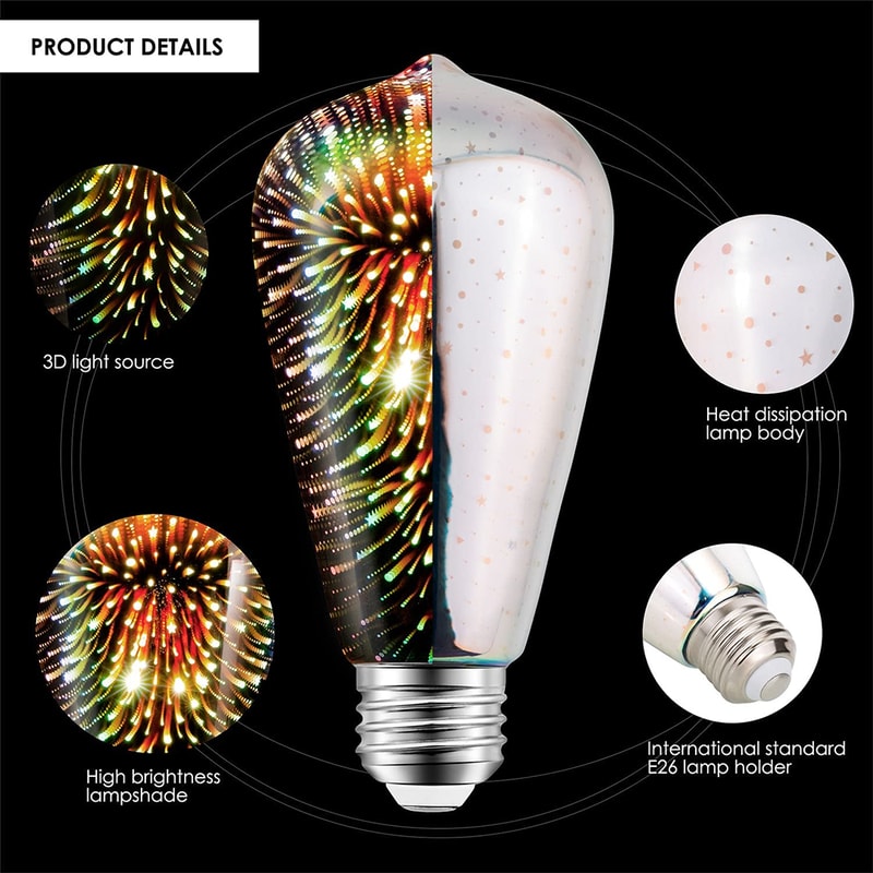 Galaxy 3D Infinity Fireworks Light Bulb 7