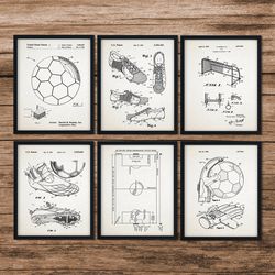 Soccer Art Patent Posters Group of 6, Soccer Cleat, Soccer Goal, Soccer Ball, Soccer Wall Art, Sports Decor, Soccer Gifts, DIGITAL DOWNLOAD