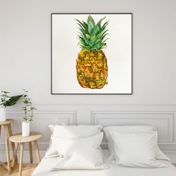 Pineapple - Square paintings, home decor, original watercolor painting