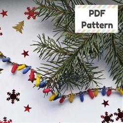 Dollhouse garland pattern, Mini Christmas garland pattern, Mini Christmas lights pattern, DIY Christmas gift wrapping