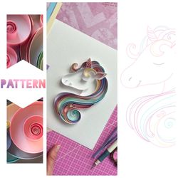 Quilling unicorn - Digital pattern for printing out to make in Quilling