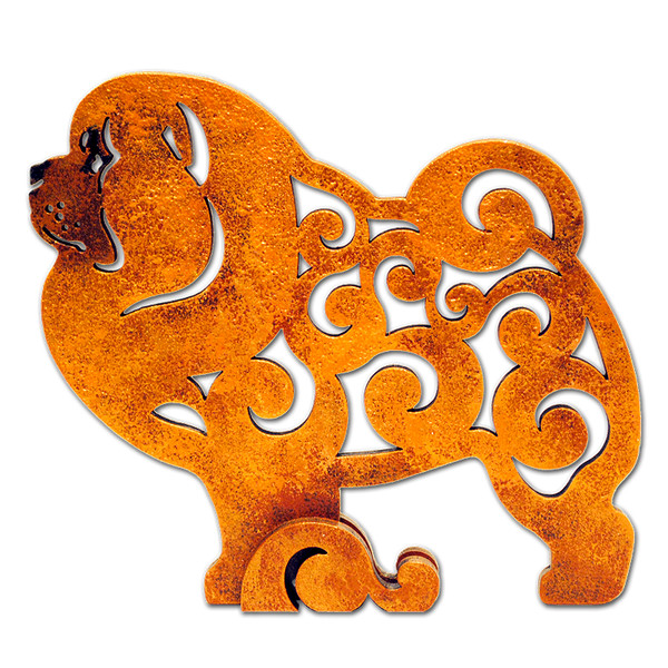 Figurine red Chow chow is made wood