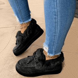 women's round toe fleece thick warm cotton shoes - perfect winter gift