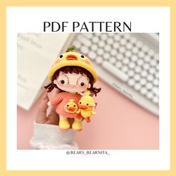 Duckling doll crochet pattern. Amigurumi crochet pattern.