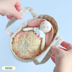 PDF Basket with Bedding (Quilt, Pillow, and Mattress) for Mini Doll Sewing Pattern