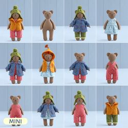 2 PDF Mini Bear and Set of Clothes Sewing Patterns Bundle