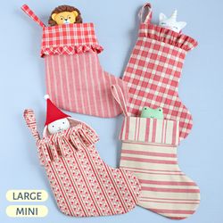 PDF Christmas Stockings Sewing Pattern in 4 Styles and 2 Sizes (Mini and Large)