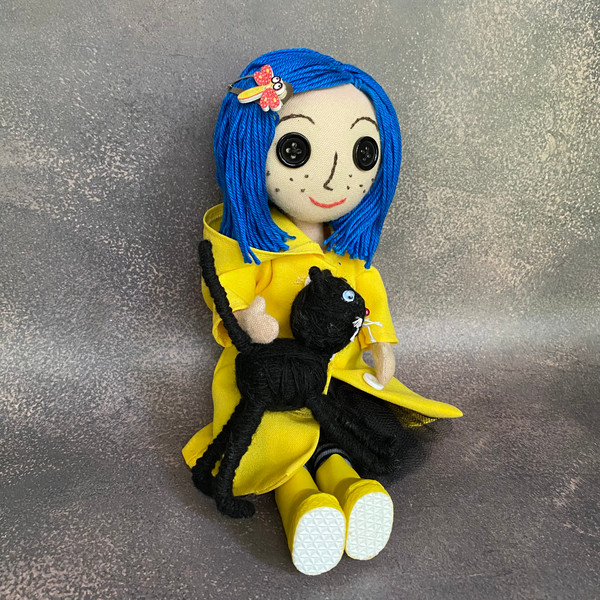 Coraline . Cloth doll . Handmade doll .