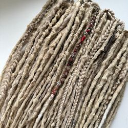 Dreadlocks natural color, handmade texture dreads