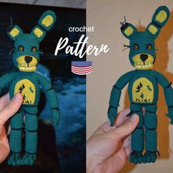 Springtrap crochet amigurumi pattern Eng PDF, crochet creepy toy pattern