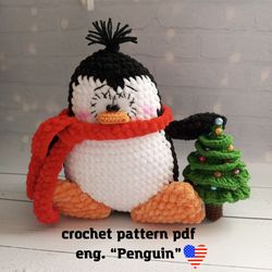 Crochet Pattern Penguin and Christmas Tree, Crochet Christmas decoration