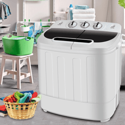 compact mini twin tub washing machine, portable washer & dryer for apartments, dorms, rvs