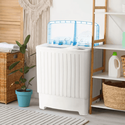 portable washing machine twin tub compact washer & spinner combo, ideal for apartments, dorms, rvs