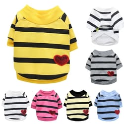 cute striped pet hoodie: breathable vest for small dogs & cats