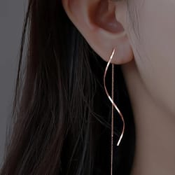 women's long tassel threader earrings: wave-shaped chain design for wedding & party jewelry gifts