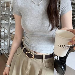 basic solid crop top t-shirt for women, vintage crewneck casual tee, streetwear for summer