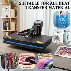 Digital Heat Press Machine, Clamshell Design with Double Tube Heatpress for Fast, Even Transfers