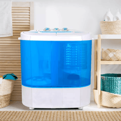 compact washing machine lightweight portable washer with spin cycle dryer, twin tub laundry appliance for small spaces