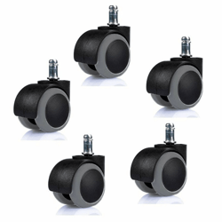 universal fit office chair caster wheels set, replacement swivel office chair wheels heavy dut rollerblade smooth style