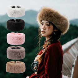 plush thickened winter headband solid color ear warmer for ski cap outdoor windproof head cover