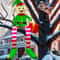Christmas Inflatable Sitting Elf Builtin LED Outdoor Beam Roof Tree Party Yard Decoration 1