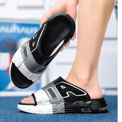 mens summer slides with air cushion comfort and non slip pvc sole