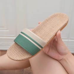 lightweight summer women slippers, anti-slip indoor linen slippers, home soft shoes, comfortable breathable slippers