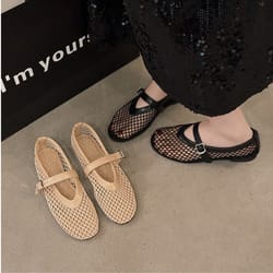 womens breathable mesh black ballet shoes, spring summer fashion flats with soft sole, round toe, comfortable girls