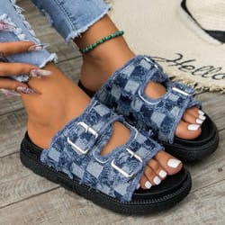 summer women slippers gladiator style platform sandals, flat slingback slides beach walking shoes for women