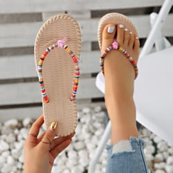 fashion flat women slippers, summer faux grass sandals, beach casual slides, woven flip flops