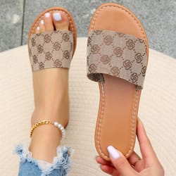 summer women slippers, non-slip flat sandals, casual open toe slides, comfortable daily beach shoes