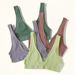 deep v-neck push up bras for women, seamless bra, sexy lingerie, ribbed bralettes, unlined bra sport crop top,underwear