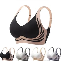 powerful push up seamless bra women, gathered wireless bra soft full coverage support, anti-sagging adjustable underwear