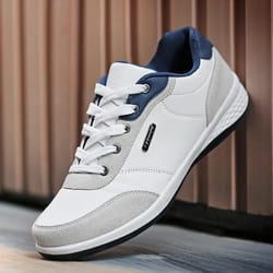 waterproof leather sports shoes for men, non-slip walking sneakers