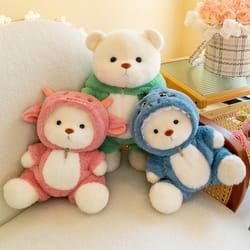 teddy bear wear suit, soft doll birthday gift, kawaii bear plush toy stuffed animals christmas gifts for boy girl