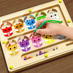 educational toys for kids, montessori magnetic color sorting games, sensory play maze board pen, wooden bead games