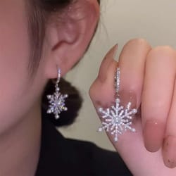 elegant snow flower earrings, luxury christmas imitation pearl rhinestone drop earrings gift for women